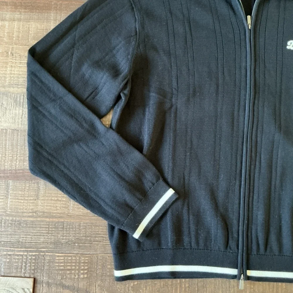 Dickies Men's Black White Details Lewistown Cardigan Zip Up Sweater Size XL